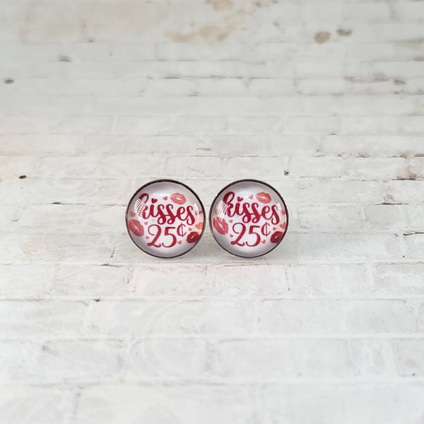 Kisses 25¢ Earrings | 12mm Studs | Valentine's Day Stud Earrings