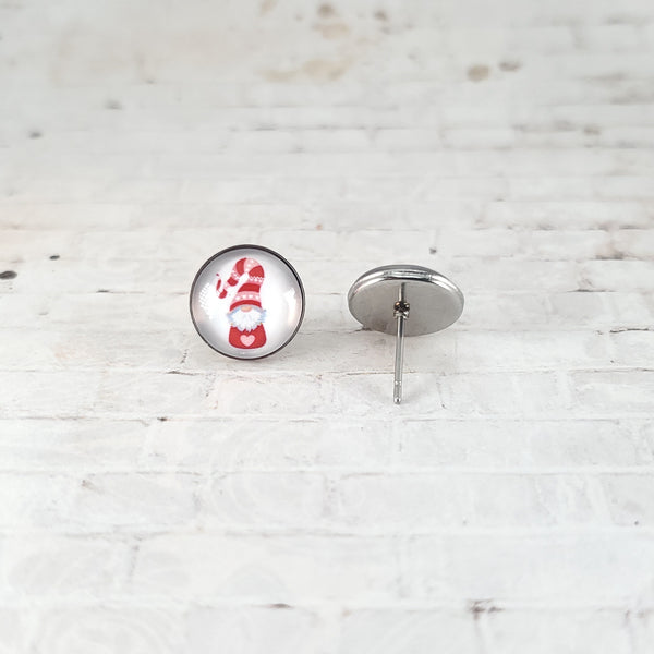 Valentine Gnome Earrings | 12mm Studs | Valentine's Day Stud Earrings