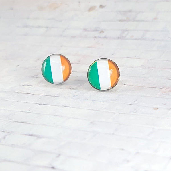 Irish Flag Earrings | 12mm Studs | St. Patrick's Day Stud Earrings