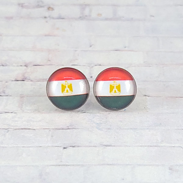 Egypt Flag Earrings | 12mm Studs | Country Flags