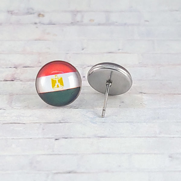 Egypt Flag Earrings | 12mm Studs | Country Flags