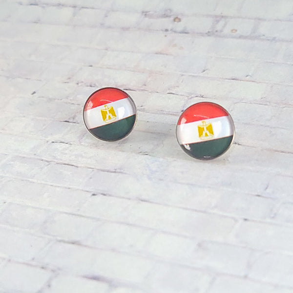 Egypt Flag Earrings | 12mm Studs | Country Flags