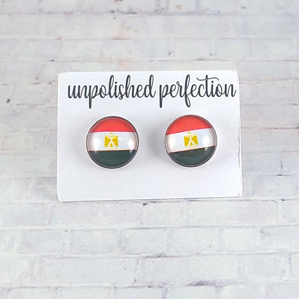 Egypt Flag Earrings | 12mm Studs | Country Flags