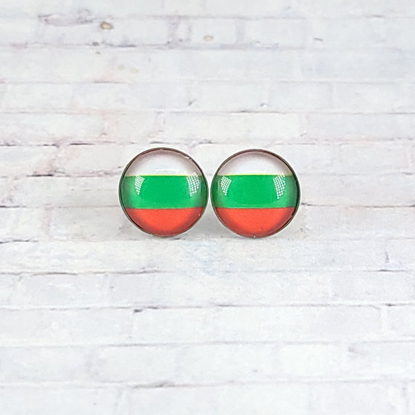 Bulgaria Flag Earrings | 12mm Studs | Country Flags