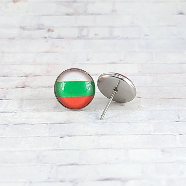 Bulgaria Flag Earrings | 12mm Studs | Country Flags