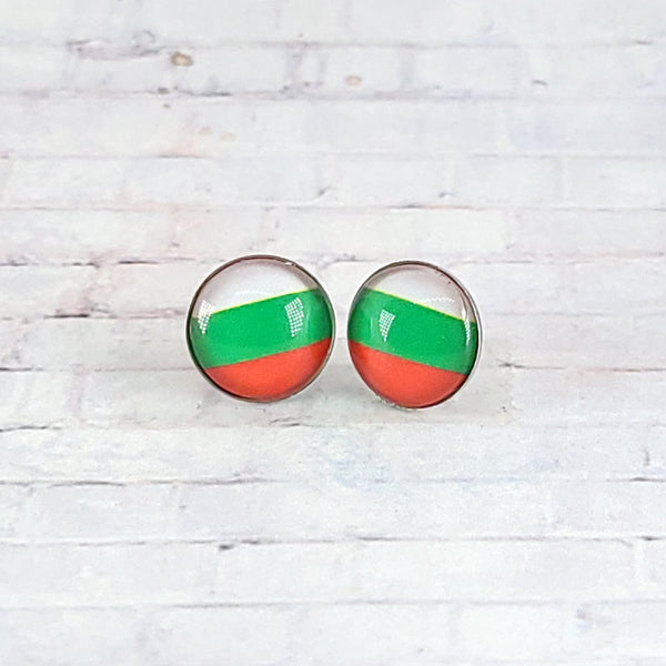 Bulgaria Flag Earrings | 12mm Studs | Country Flags