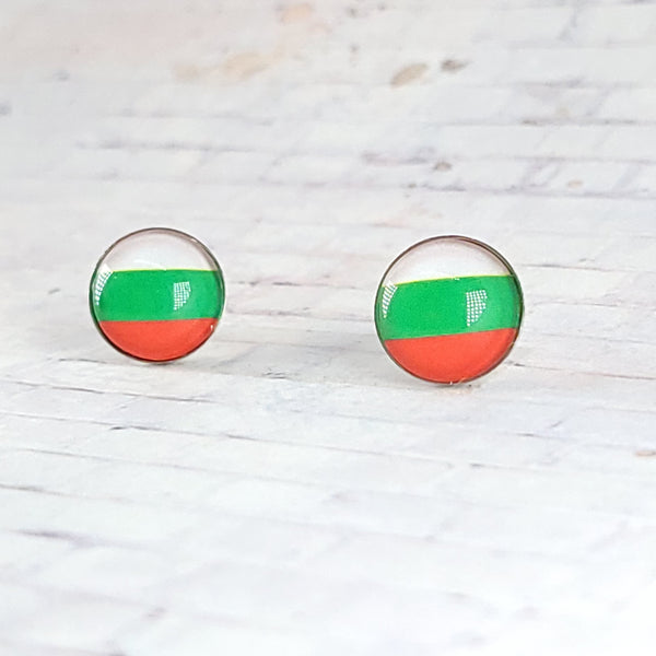Bulgaria Flag Earrings | 12mm Studs | Country Flags