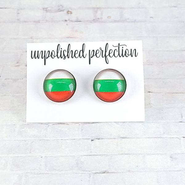 Bulgaria Flag Earrings | 12mm Studs | Country Flags