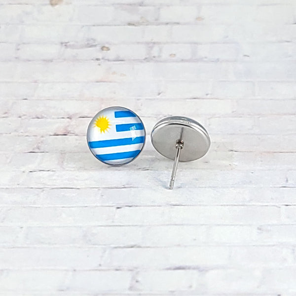 Uruguay Flag Earrings | 12mm Studs | Country Flags