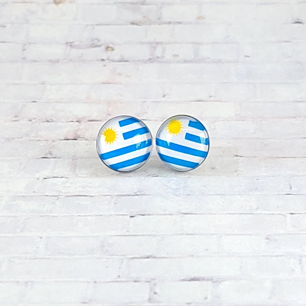 Uruguay Flag Earrings | 12mm Studs | Country Flags