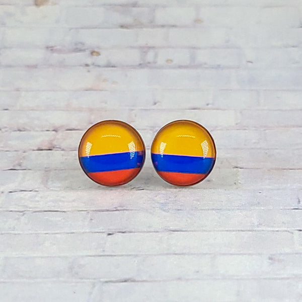 Colombia Flag Earrings | 12mm Studs | Country Flags