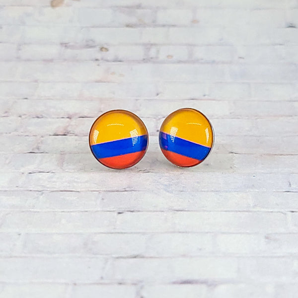 Colombia Flag Earrings | 12mm Studs | Country Flags