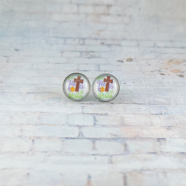 He is Risen Earrings | 12mm Studs | Easter Stud Earrings