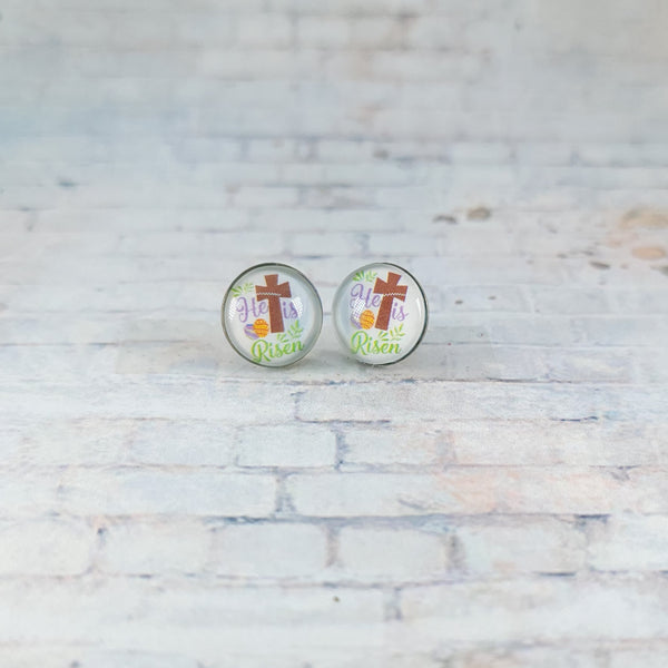 He is Risen Earrings | 12mm Studs | Easter Stud Earrings