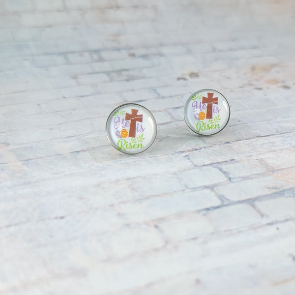He is Risen Earrings | 12mm Studs | Easter Stud Earrings