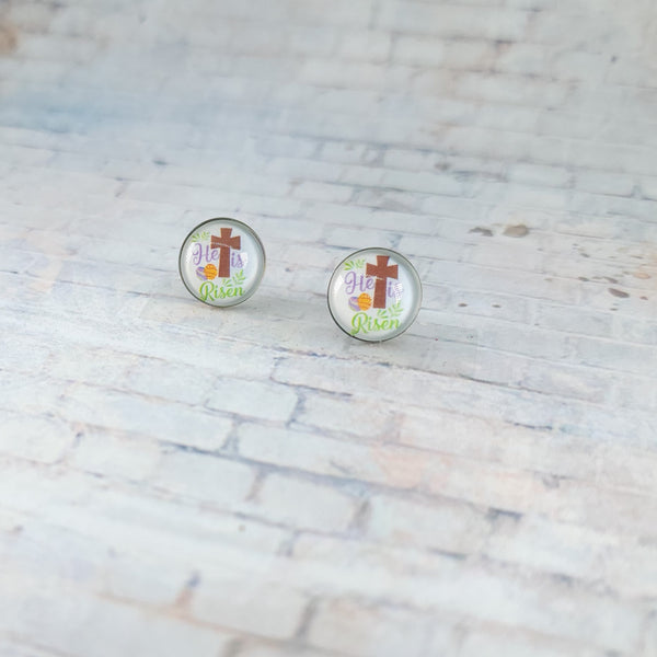 He is Risen Earrings | 12mm Studs | Easter Stud Earrings