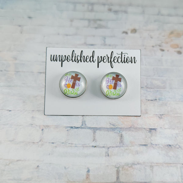 He is Risen Earrings | 12mm Studs | Easter Stud Earrings