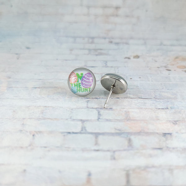 "On the Hunt" Egg Earrings | 12mm Studs | Easter Stud Earrings