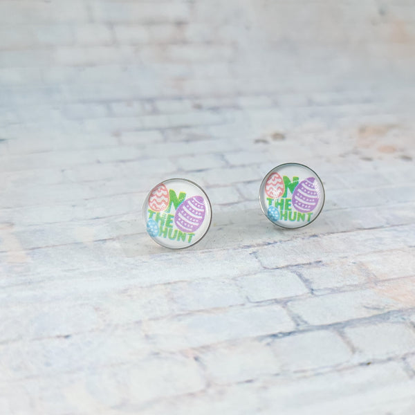 "On the Hunt" Egg Earrings | 12mm Studs | Easter Stud Earrings