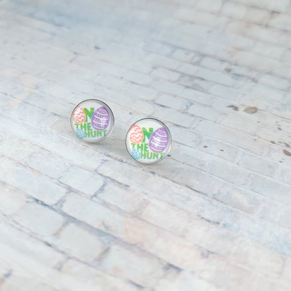 "On the Hunt" Egg Earrings | 12mm Studs | Easter Stud Earrings