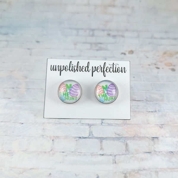 "On the Hunt" Egg Earrings | 12mm Studs | Easter Stud Earrings