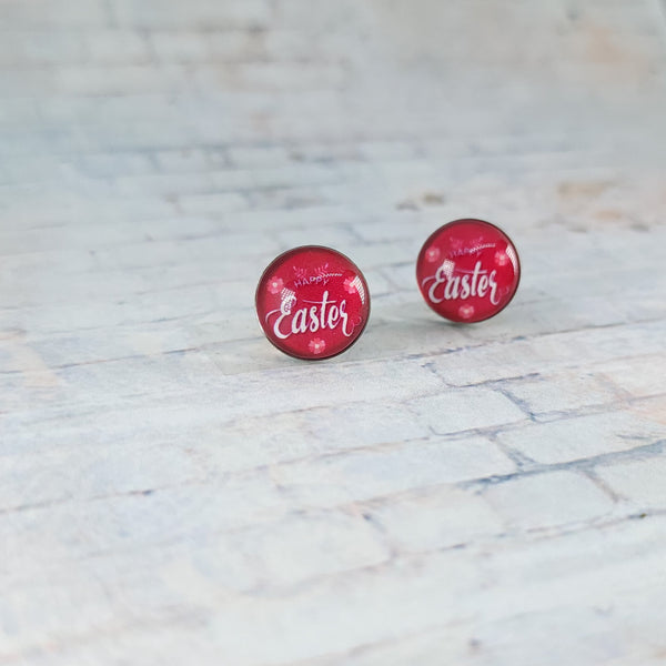 Happy Easter Earrings | 12mm Studs | Easter Stud Earrings