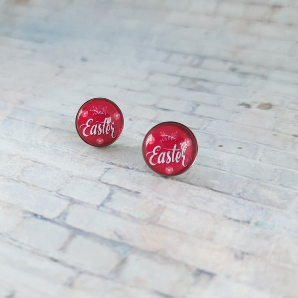 Happy Easter Earrings | 12mm Studs | Easter Stud Earrings