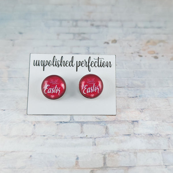 Happy Easter Earrings | 12mm Studs | Easter Stud Earrings