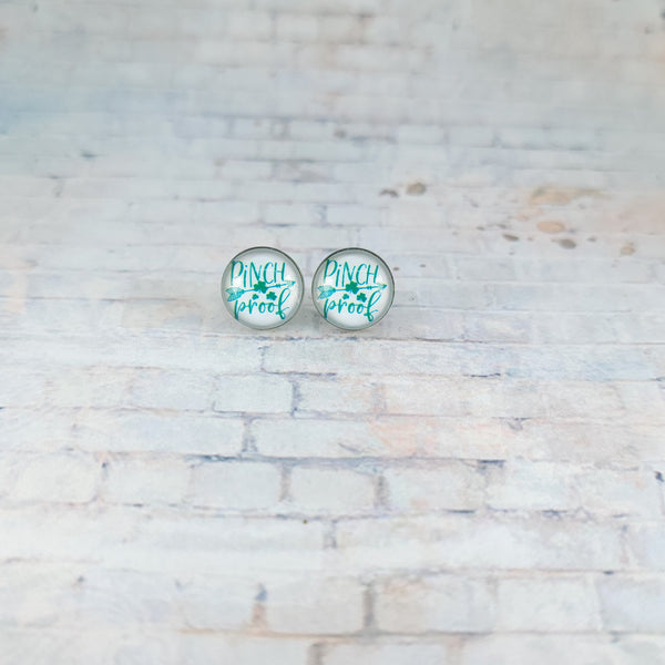 Pinch Proof Earrings | 12mm Studs | St. Patrick's Day Stud Earrings