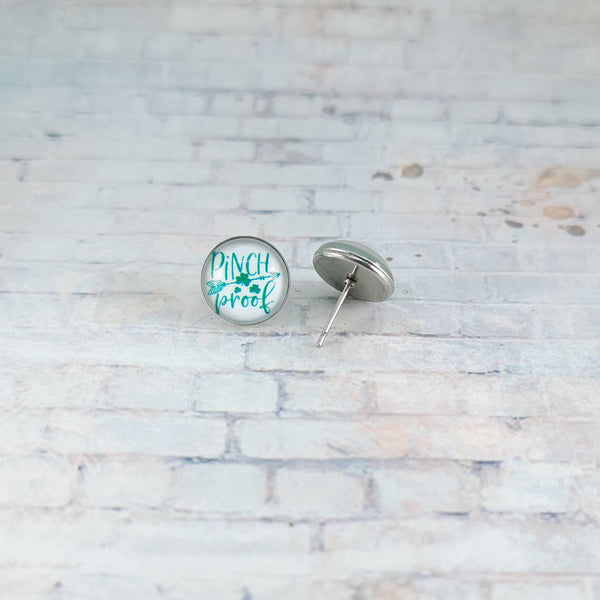 Pinch Proof Earrings | 12mm Studs | St. Patrick's Day Stud Earrings