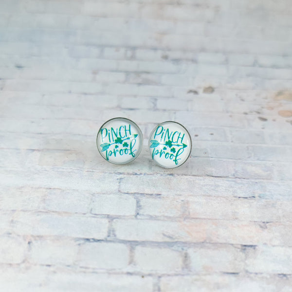 Pinch Proof Earrings | 12mm Studs | St. Patrick's Day Stud Earrings