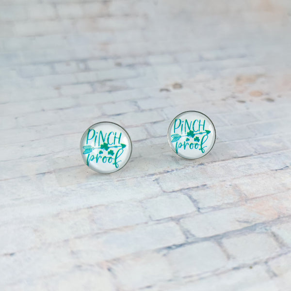 Pinch Proof Earrings | 12mm Studs | St. Patrick's Day Stud Earrings