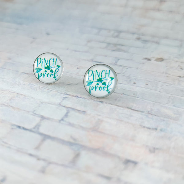 Pinch Proof Earrings | 12mm Studs | St. Patrick's Day Stud Earrings