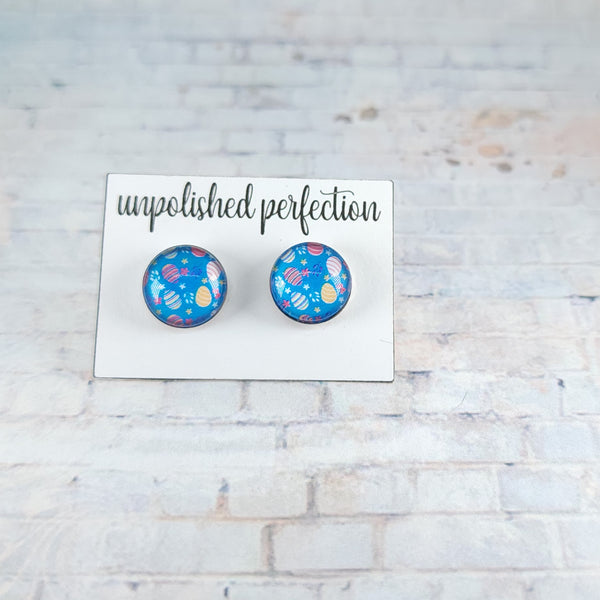 Easter Egg Pattern Earrings | 12mm Studs | Easter Stud Earrings
