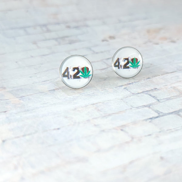 420% Irish Earrings | 12mm Studs | Marijuana Earrings
