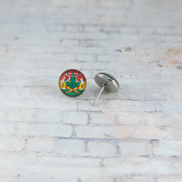 Marijuana Smoke Earrings | 12mm Studs | Marijuana Earrings