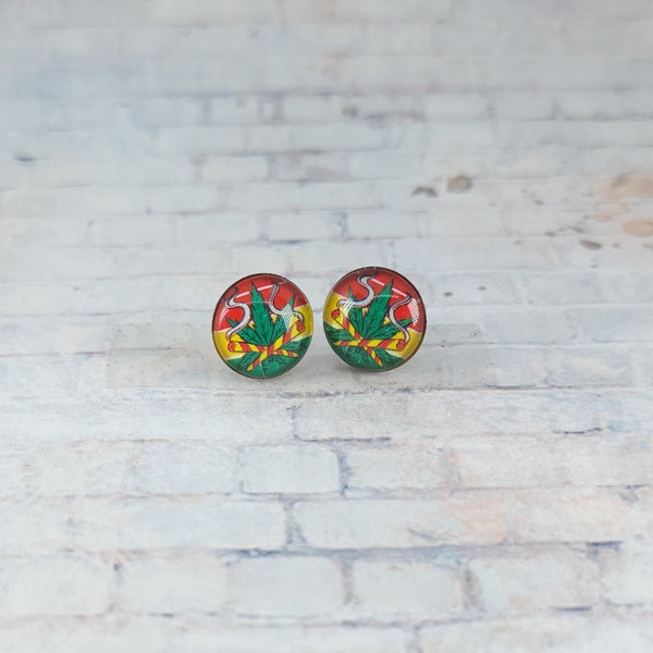 Marijuana Smoke Earrings | 12mm Studs | Marijuana Earrings