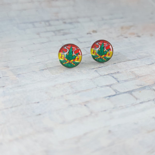 Marijuana Smoke Earrings | 12mm Studs | Marijuana Earrings