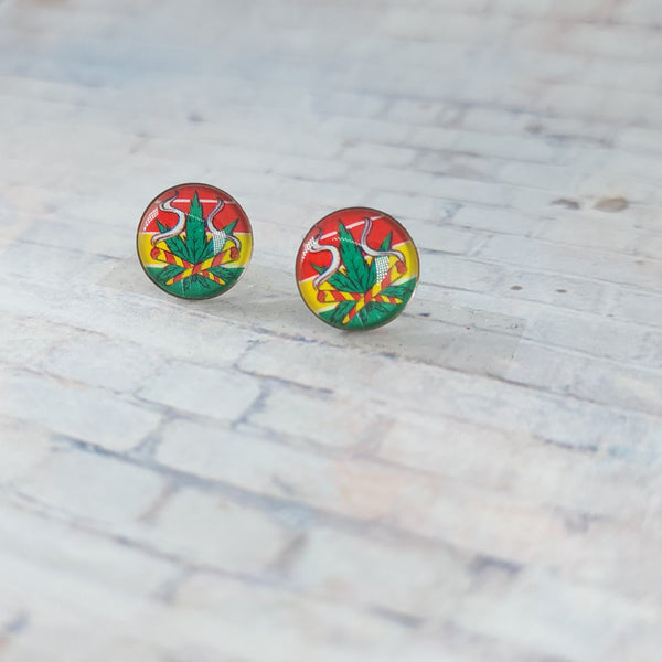 Marijuana Smoke Earrings | 12mm Studs | Marijuana Earrings