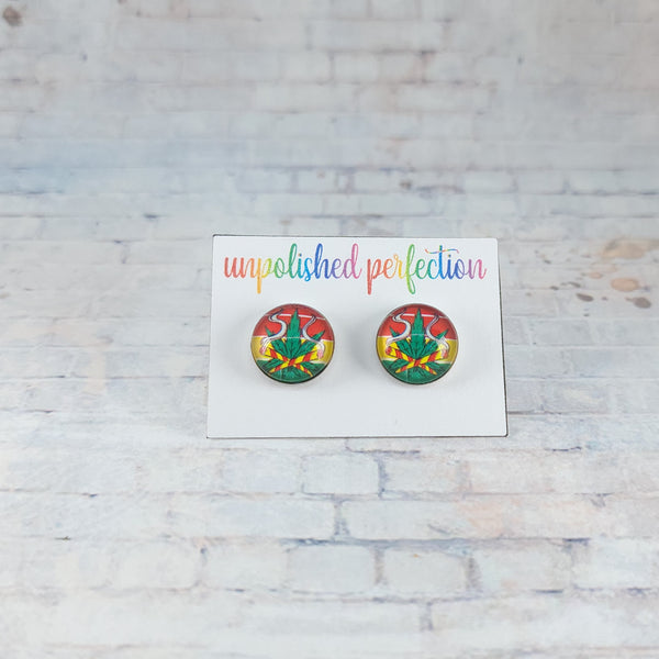 Marijuana Smoke Earrings | 12mm Studs | Marijuana Earrings