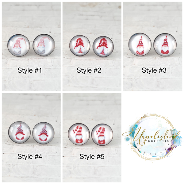 Valentine Gnome Earrings | 12mm Studs | Valentine's Day Stud Earrings