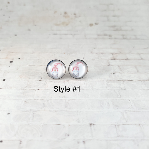 Valentine Gnome Earrings | 12mm Studs | Valentine's Day Stud Earrings
