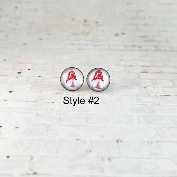 Valentine Gnome Earrings | 12mm Studs | Valentine's Day Stud Earrings