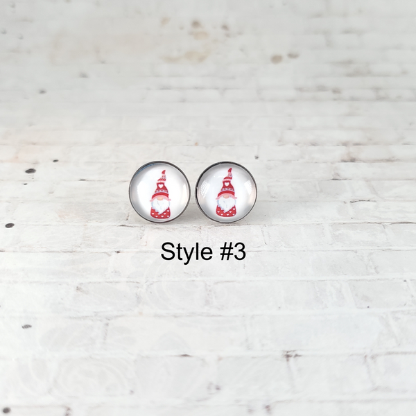 Valentine Gnome Earrings | 12mm Studs | Valentine's Day Stud Earrings