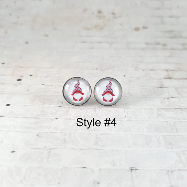 Valentine Gnome Earrings | 12mm Studs | Valentine's Day Stud Earrings